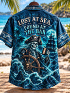 Men’s Pirate Skull Nautical Print Short-Sleeve Shirt