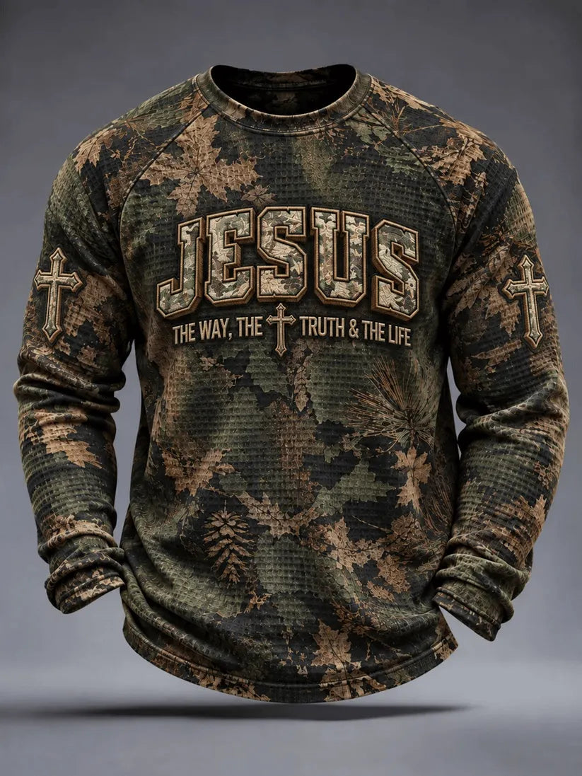 Men's Christian Jesus The Way The Truth The Life JOHN 14:6 Waffle Sweatshirt