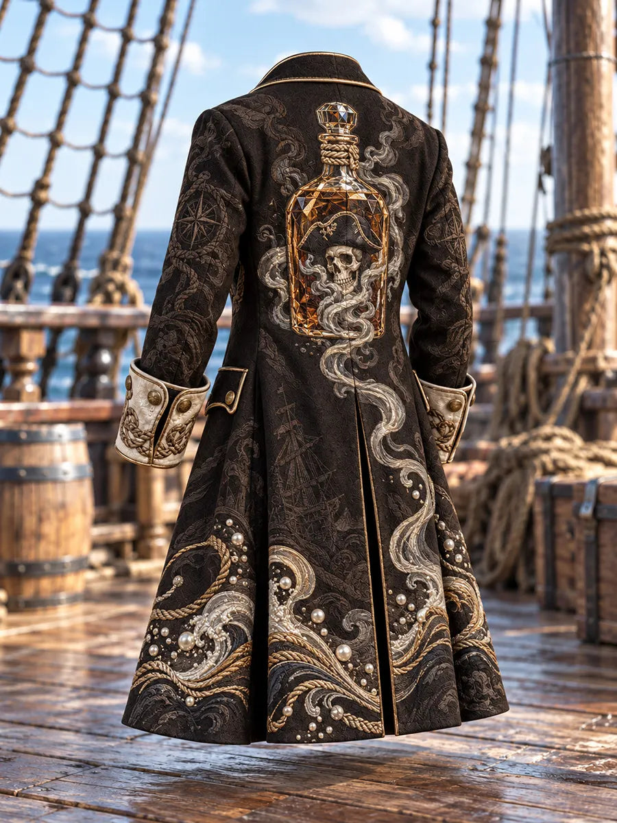 🐙 Men's Kraken & Message in a Bottle Pirate Coat