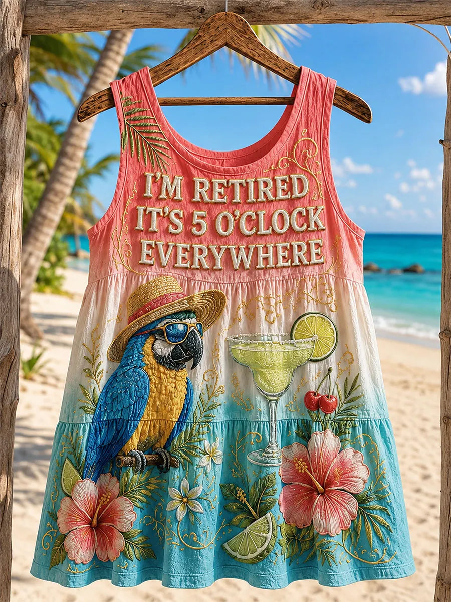 I’m Retired It’s 5 O’Clock Everywhere Parrot Cocktail Tropical Women’s Tank Top