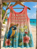 I’m Retired It’s 5 O’Clock Everywhere Parrot Cocktail Tropical Women’s Tank Top