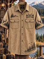 Men’s Vintage Hunting Culture Print Short Sleeve Shirt