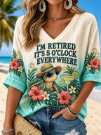 I’m Retired Sea Turtle Cocktail Tropical Women’s 3/4 Sleeve Blouse