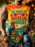Men's No Working During Drinking Hours Print Casual Vest
