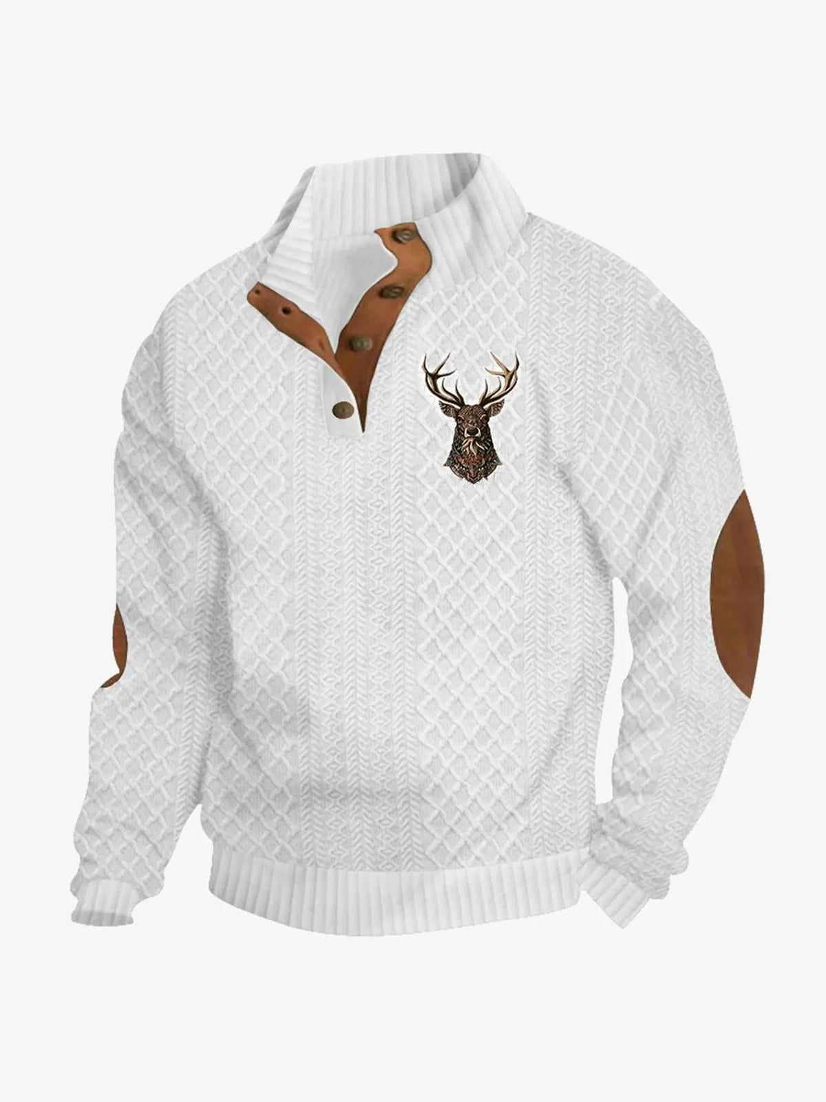 Men's Retro Deer Head Print Comfortable Pullover Sweatshirt
