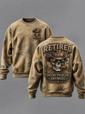 Men's Retro Retired Art Print Casual Sweatshirt