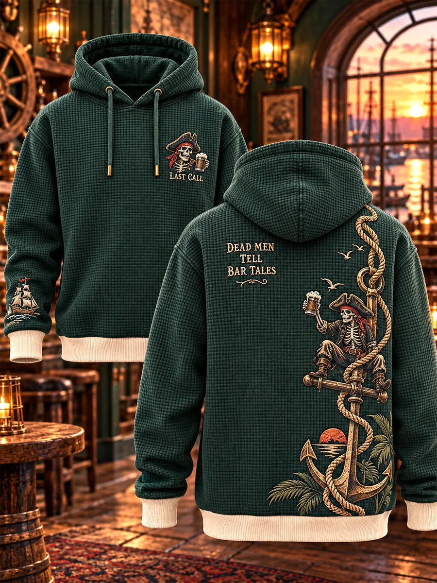 Pirate Skeleton Tavern Tales Waffle Hoodie