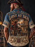 Men’s Vintage “LOST AT SEA” Old Salt Pirate Short Sleeve Shirt