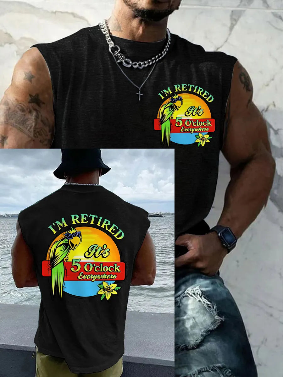 Men's I‘m Retired It‘s 5 O'clock Everywhere Parrot Casual Tank Top