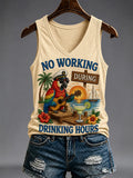 Women's No Working During Drinking Hours Print Casual V-Neck Vest