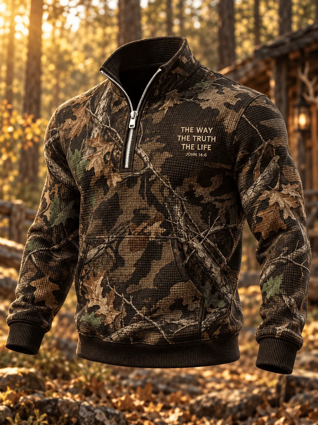 Men's Autumn/Winter "Jungle Faith" Camouflage Zip-Up Sweatshirt