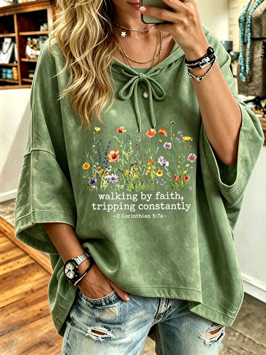 Women's Walking By Faith Pattern Hoodie