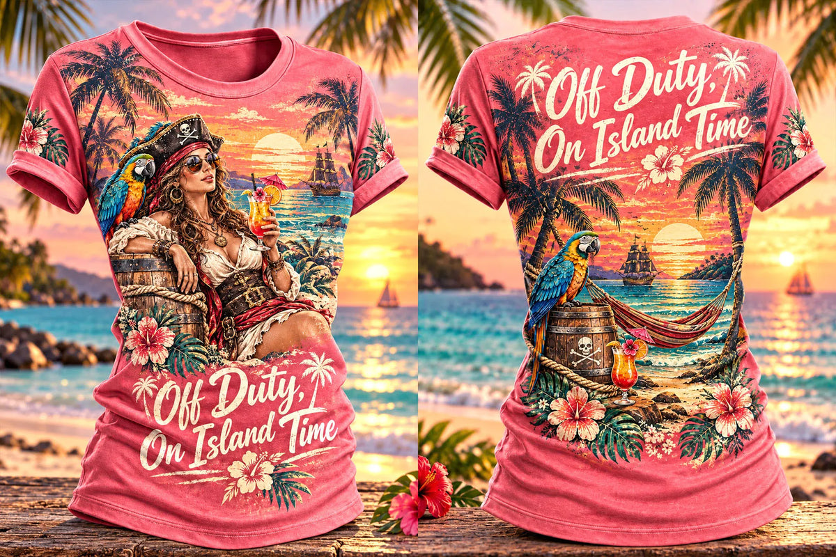 Island Vacation Pirate Woman Graphic T-Shirt