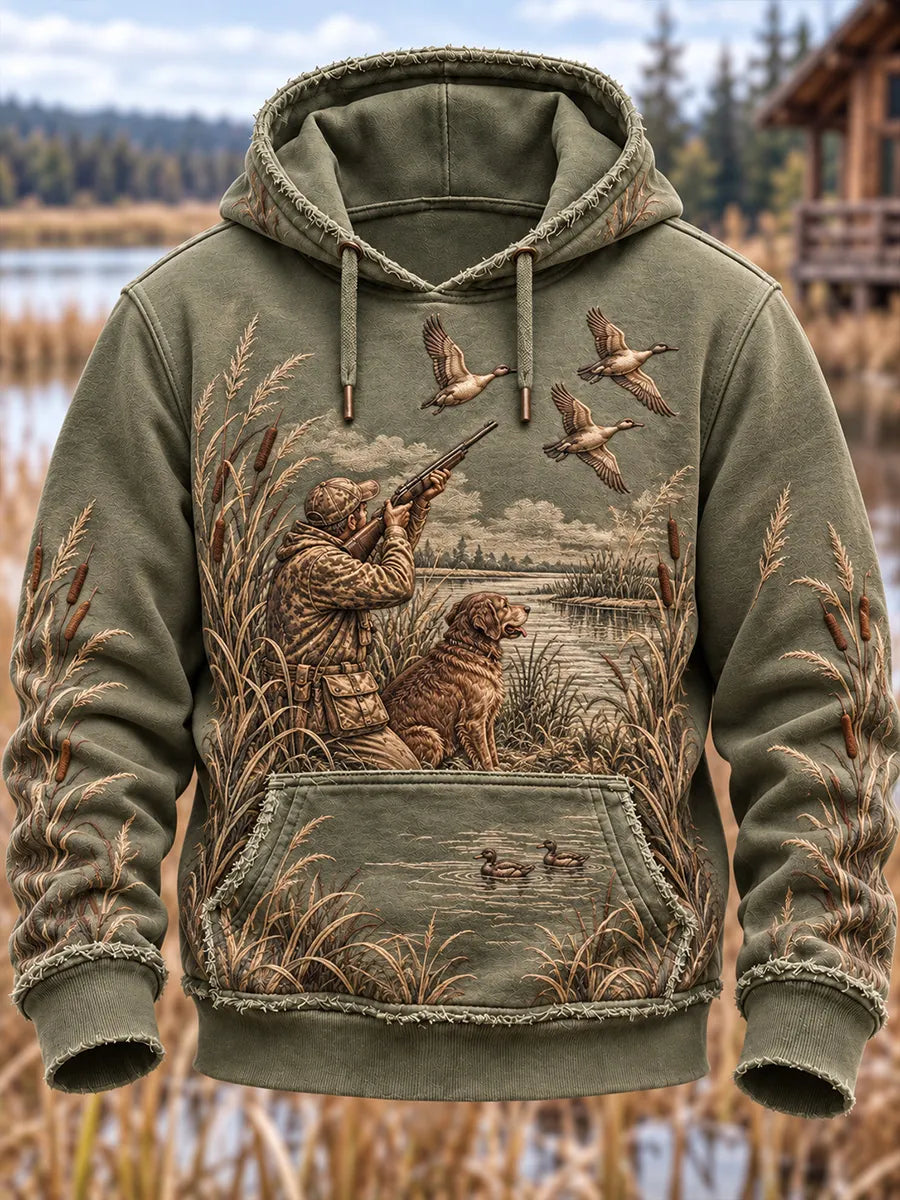 🦆 Duck Hunting Vintage Scene Hoodie