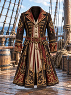 Men’s Fun Pirate-Themed Art Graphic Coat