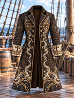 🐙 Men's Kraken & Message in a Bottle Pirate Coat