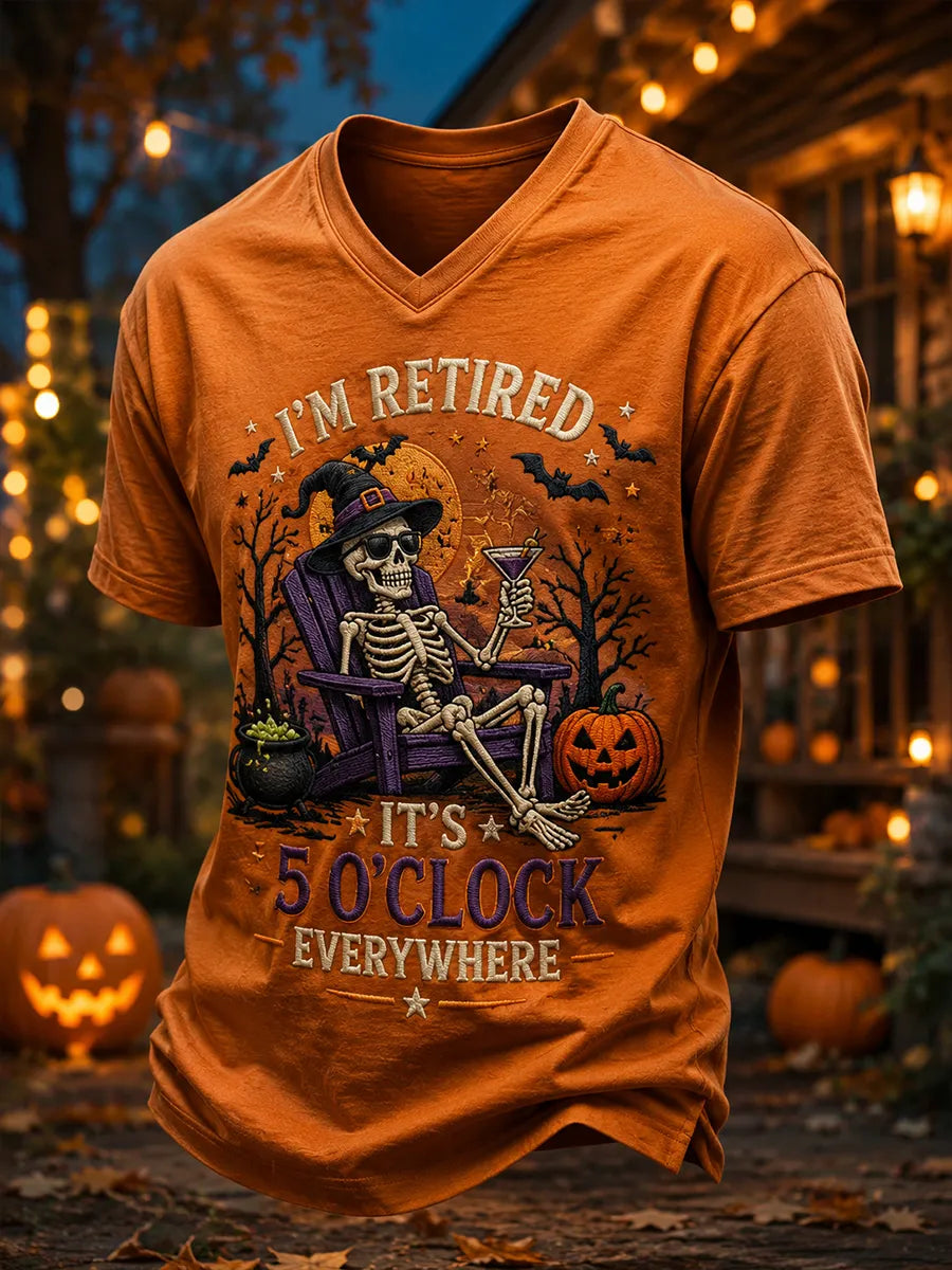 Men's Retirement Life Halloween Art Print Casual T-Shirt