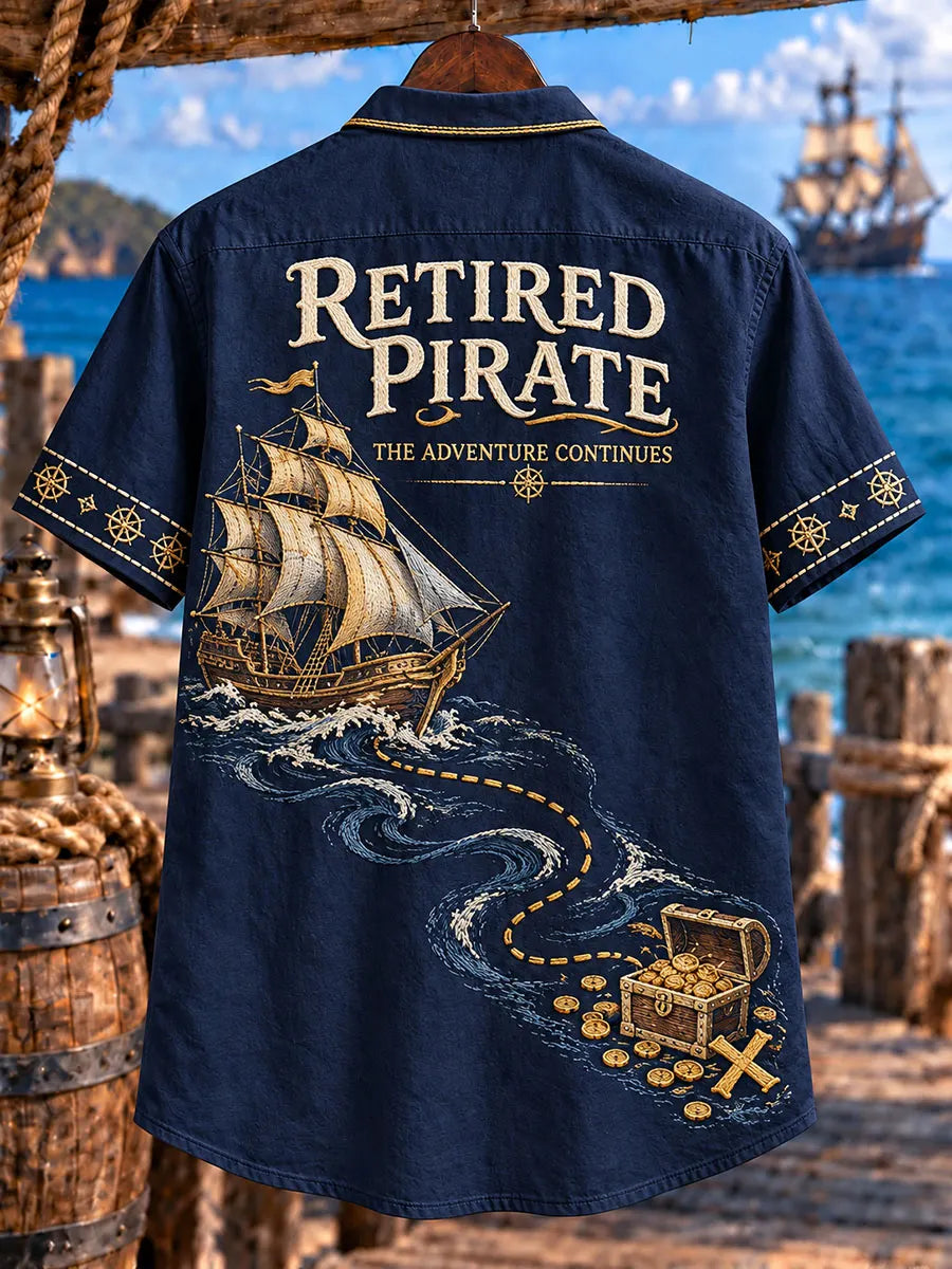 Retired Pirate Sailing Treasure Men's Nautical Shirt