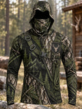Men's Vintage Hunting Style Print Outdoor Hoodie Long Sleeve Shirt
