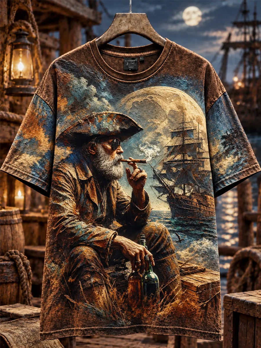 Men’s Retro Pirate Nautical Graphic T-Shirt