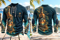 Men's Rum Bottle Pirate Skull Lace-Up Long Sleeve Shirt