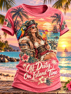 Island Vacation Pirate Woman Graphic T-Shirt
