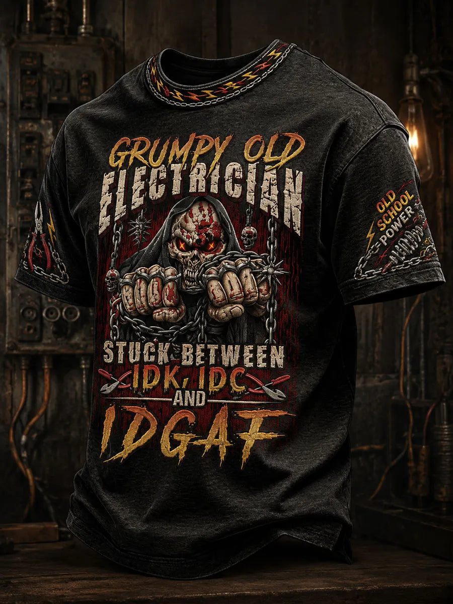 Men's "grumpy old electrician" T-shirts