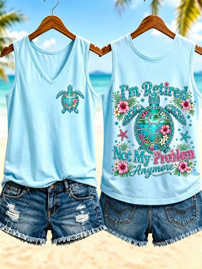 Women's  I'm Retired Not My Problem Anymore  Vacation-Style Casual Vests