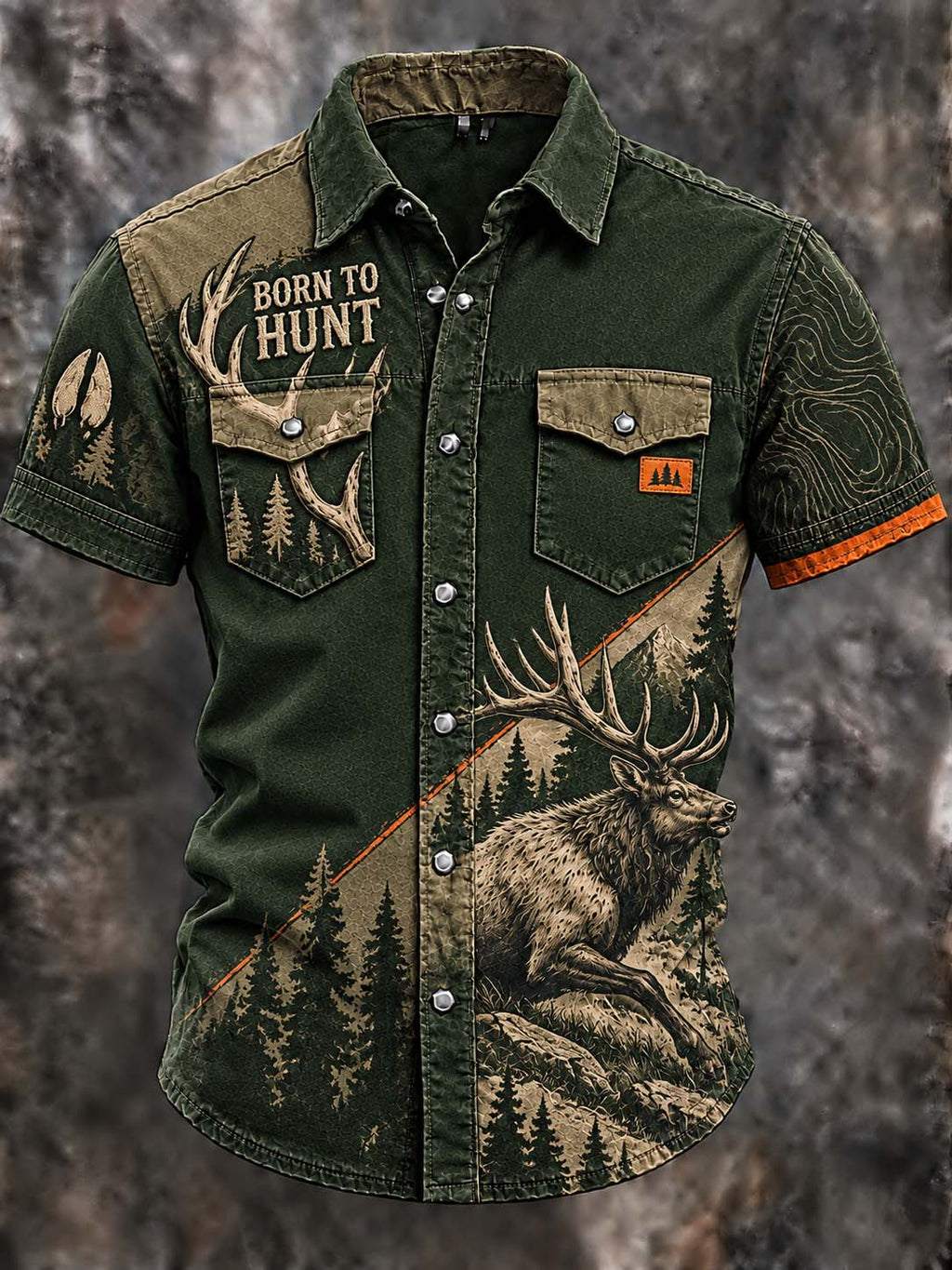 🌲 "Deer Country" Men's Short Sleeve Button-Up Shirt