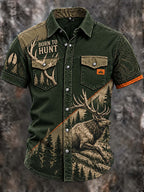 🌲 "Deer Country" Men's Short Sleeve Button-Up Shirt