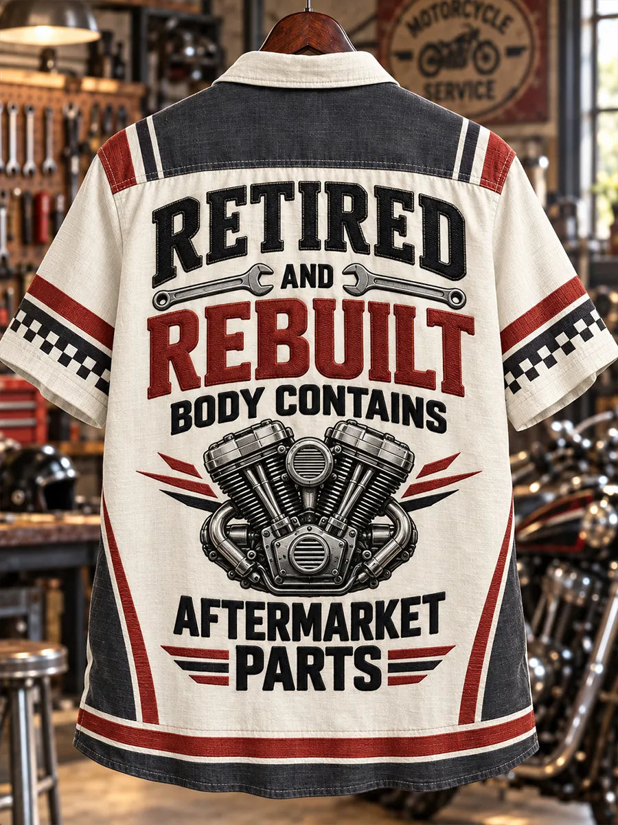 ⚙️ "Retired and Rebuilt" V-Twin Engine Mechanics Shirt