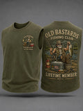 Men's Funny Old Bastards Fishing Lifetime Club Member Print Casual Tank Top