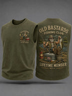 Men's Funny Old Bastards Fishing Lifetime Club Member Print Casual Tank Top
