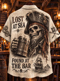 Men’s Vintage Toasting Pirate Skeleton Short Sleeve Shirt