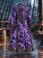 ⚡ Dark Purple Lightning Storm Skull Pirate Long Coat