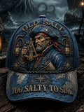 Retro “OLD SALT“ Captain Art Printed Baseball Cap