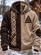 Viking Trinity Knot & Interwoven Braids Brown & Beige Hoodie