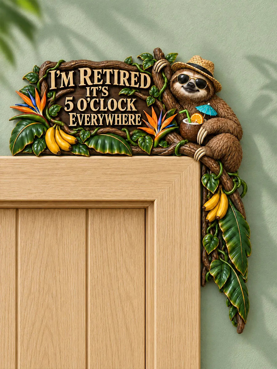 Tropical Sloth Retirement Door Frame Corner Decor