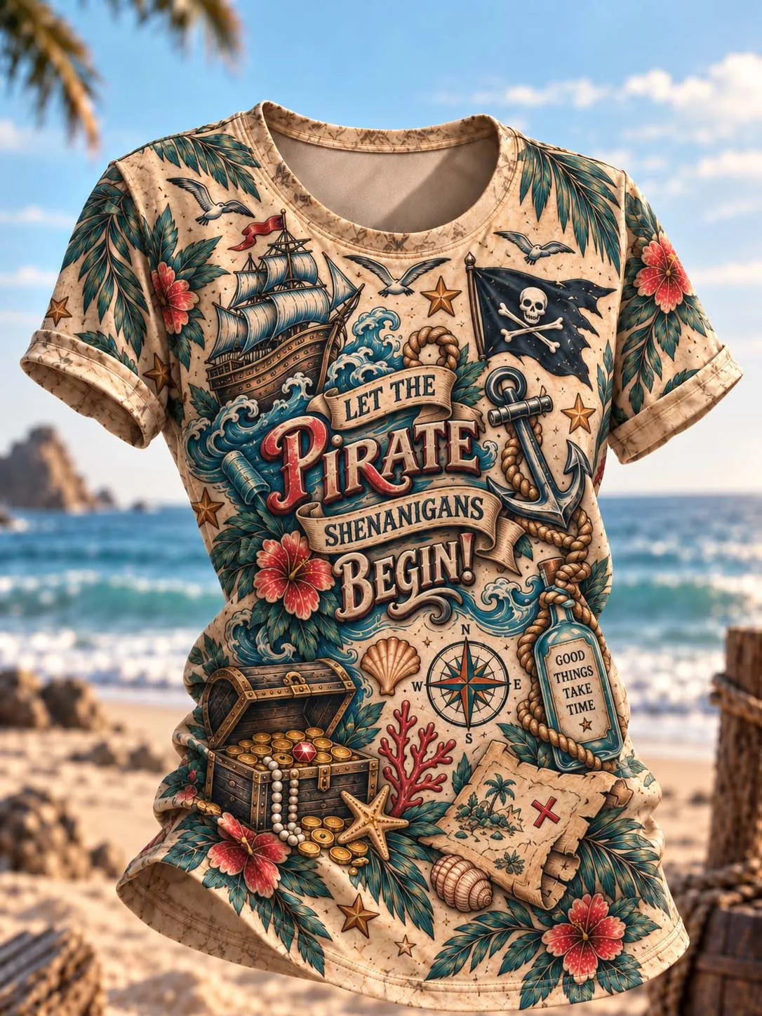 🏴‍☠️ Let The Pirate Shenanigans Begin Retro Graphic T-Shirt