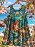 Women’s Undersea Treasure Mermaid Print Sleeveless Tank Top