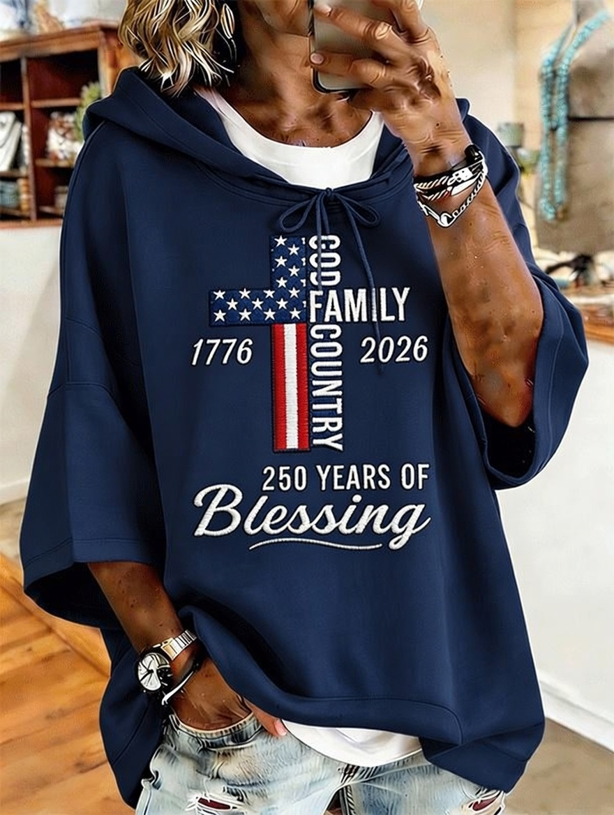 Women's 250th Anniversary Gradient Flag Cross Short Sleeve Hoodie