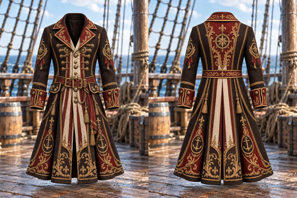 Men’s Fun Pirate-Themed Art Graphic Coat