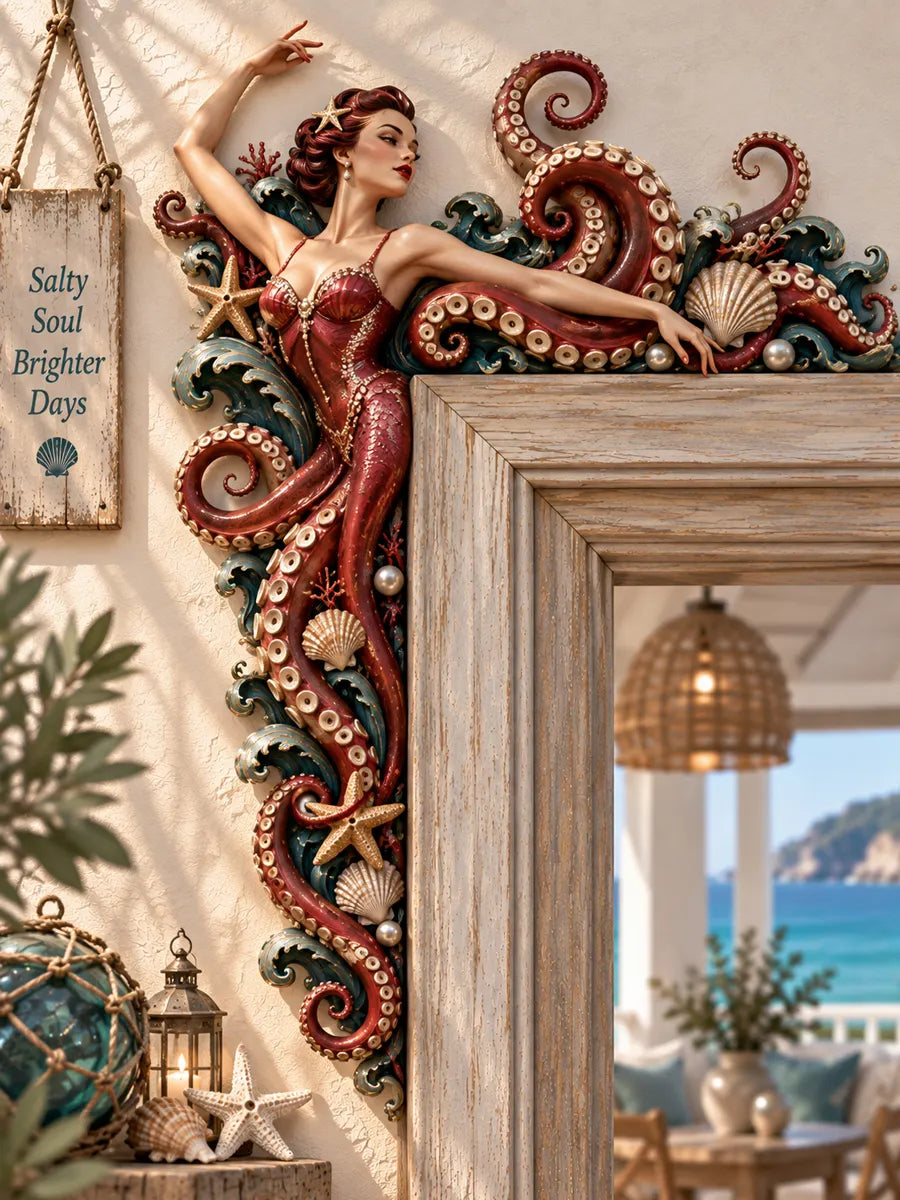 Ocean Siren Wooden Door Frame Decor