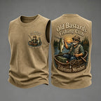 Men's Funny Old Bastards Fishing Club Lifetime Member Print Casual Tank Top