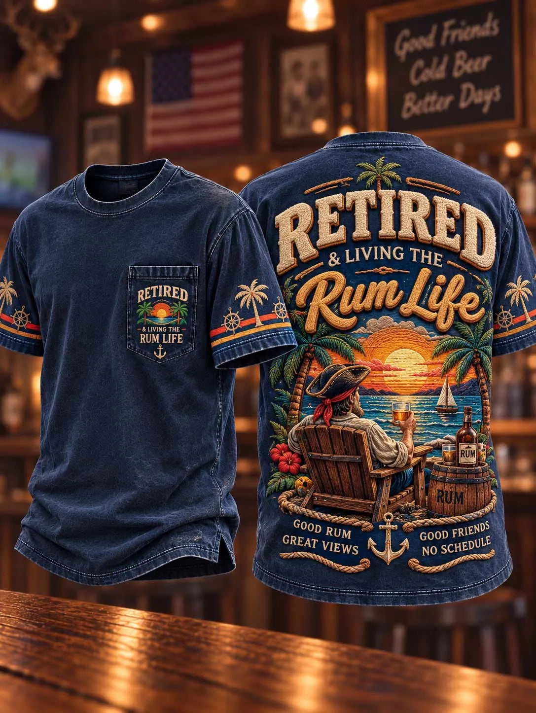 🌴 🍹 Retired & Living The Rum Life T-Shirt