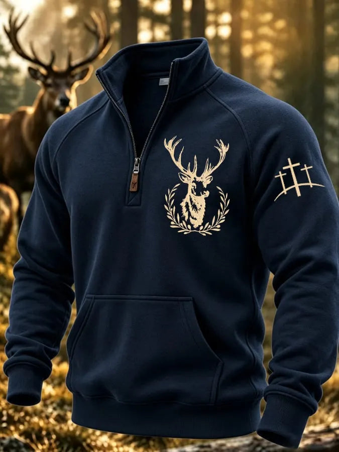 Men's Vintage Traditional Reindeer Pattern Western Sweatshirt
