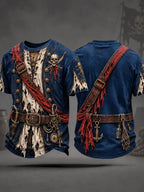 Men's Retro Pirate-Style Graphic Casual T-Shirt