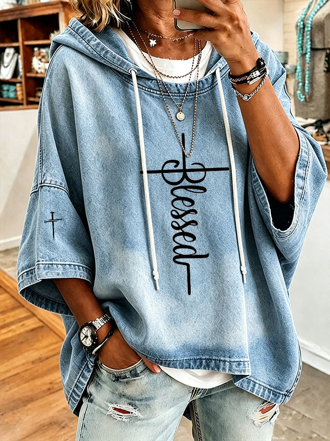 Women'S Vintage Faith Print Hoodie