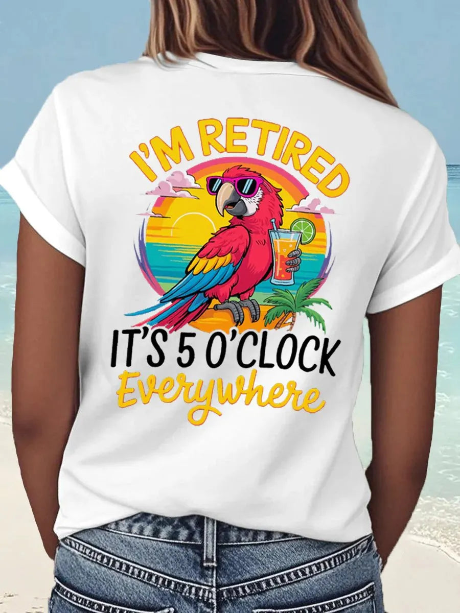 Women's I‘m Retired Resort Hawaiian Printed T-Shirt