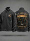 Men's Funny Old Bastards Fishing Club Lifetime Member Print Zip-Up Hoodie